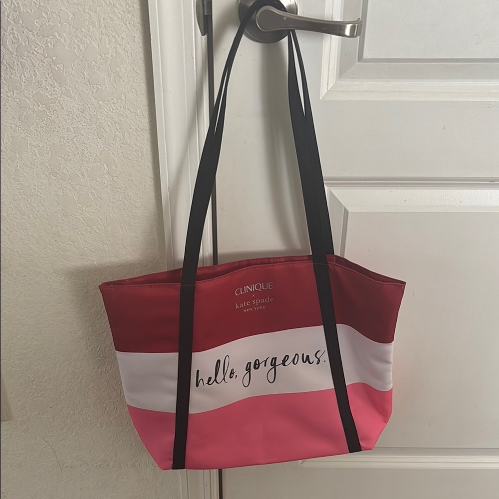 Clinique x Kate Spade Red and Pink Tote Bag- NWOT